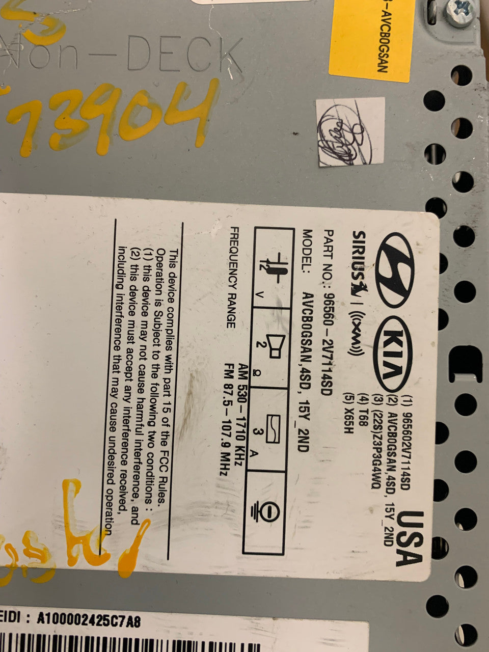 Refurbished 15 16 17 Hyundai Veloster Radio Receiver W/ Navigation 96560-2V7114SD