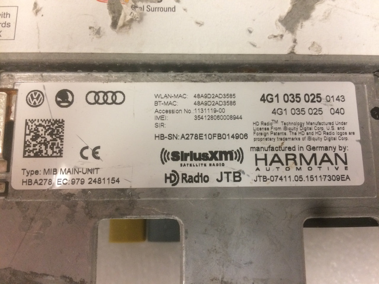 2015 2016 2017 Audi A6 A7 OEM MMI Multimedia SIM SD Card Slot CD Player Receiver MIB 2