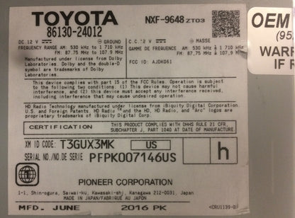 2015 - 2017 Lexus IS200T IS300 OEM Gracenote Navigation AM FM Single CD HD Radio Receiver P10762