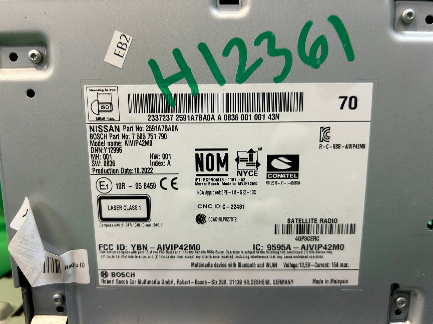 2023 - 2024 Nissan Murano OEM AM FM CD Apple Carplay Radio Receiver