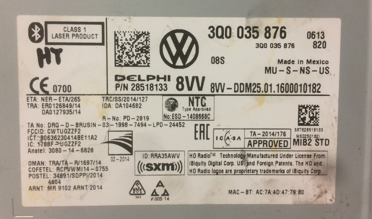 2015 - 2017 Volkswagen Golf OEM Navigation System MMI Control Module MIB2