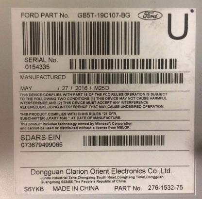 2016 - 2018 Ford Explorer OEM AM FM Sat Radio CD Player Receiver - Analog