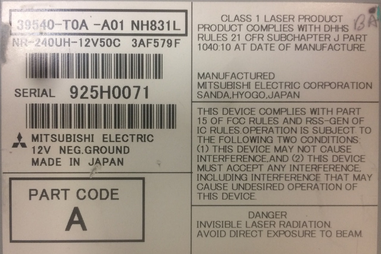 2012 - 2014 Honda CR-V OEM Navigation AM FM MP3 CD Player Receiver 9AN0