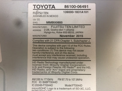 Refurbished 2015 - 2017 Toyota Camry OEM Gracenote Touch Screen Display AM FM Radio Receiver 100613