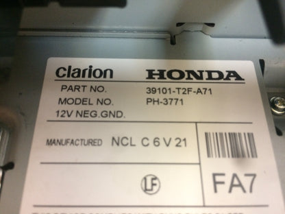 2016 - 2017 Honda Accord OEM Touch Screen Display Single CD AM FM Bluetooth Radio Media Receiver