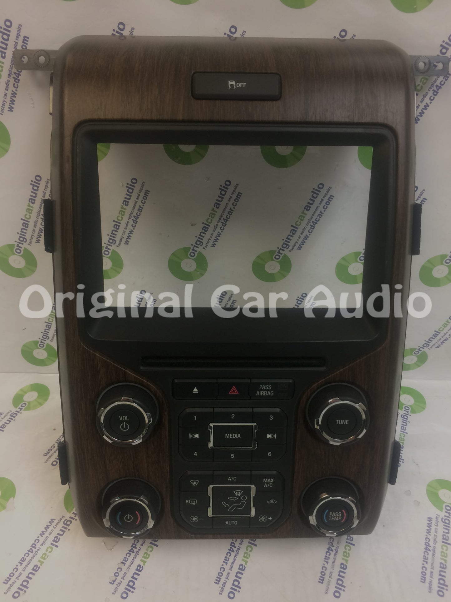 2012 - 2014 Ford F150 OEM 8" Touch Screen Display Bezel and Radio Control Pannel ONLY  Light Woodgrain