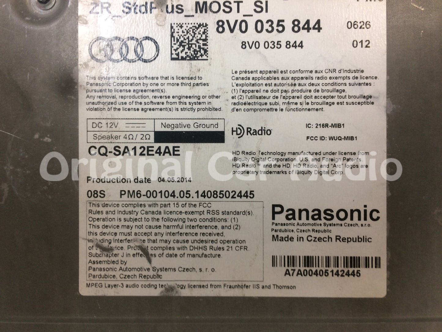 2015 - 2017 Audi A3 S3 OEM MIB1 Panasonic Multimedia Infotainment SD Card Radio CD Player