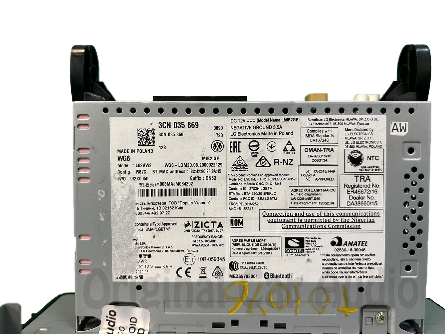2021 - 2024 Volkswagen Tiguan Atlas OEM Navigation Radio Receiver Sat Nav RT5 Bluetooth HDD 6.5"  Display Screen