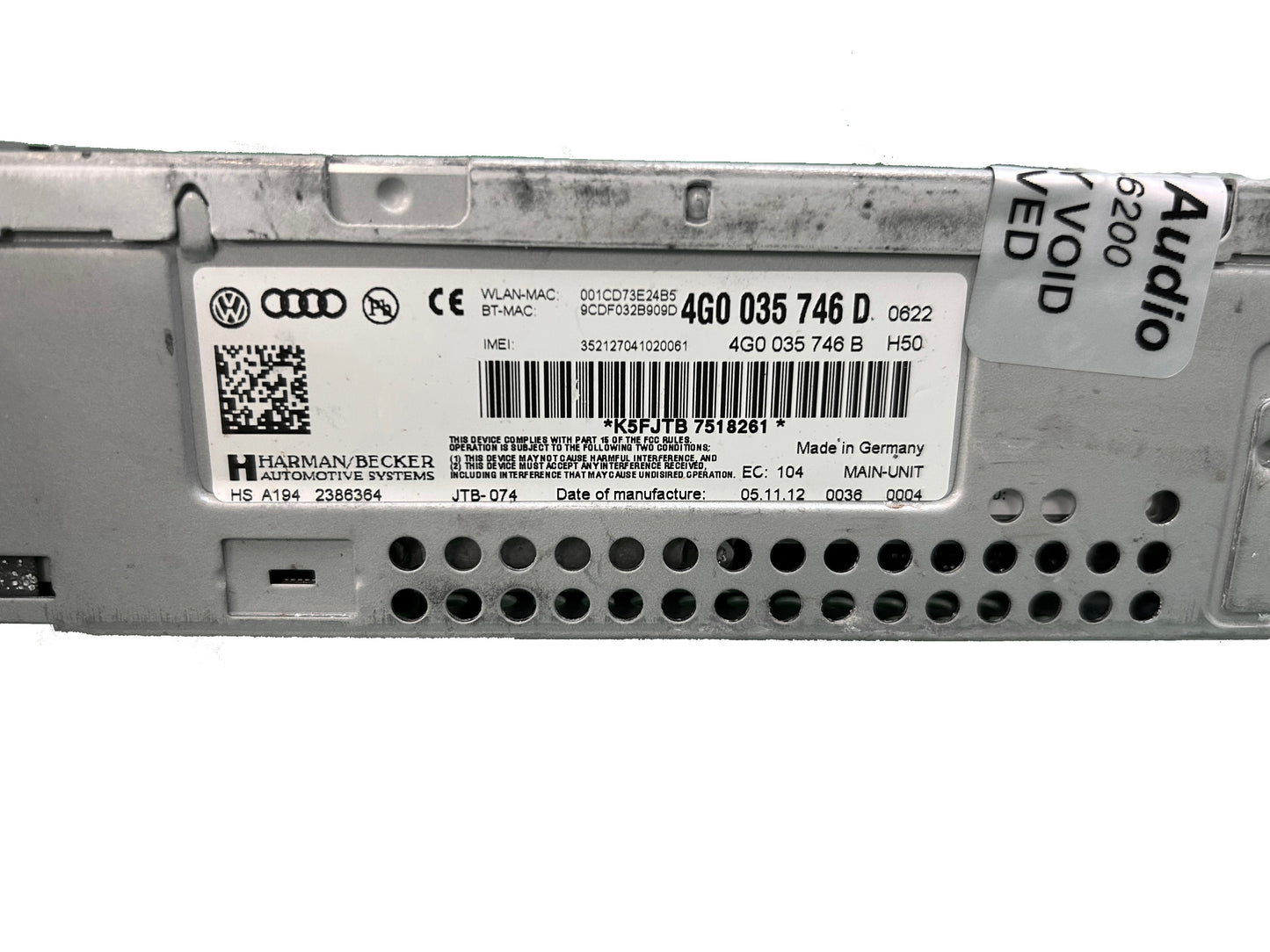 2012 2013 2014 2015 Audi A6 A7 OEM MMI Multimedia SIM SD Card Slot CD Player Receiver