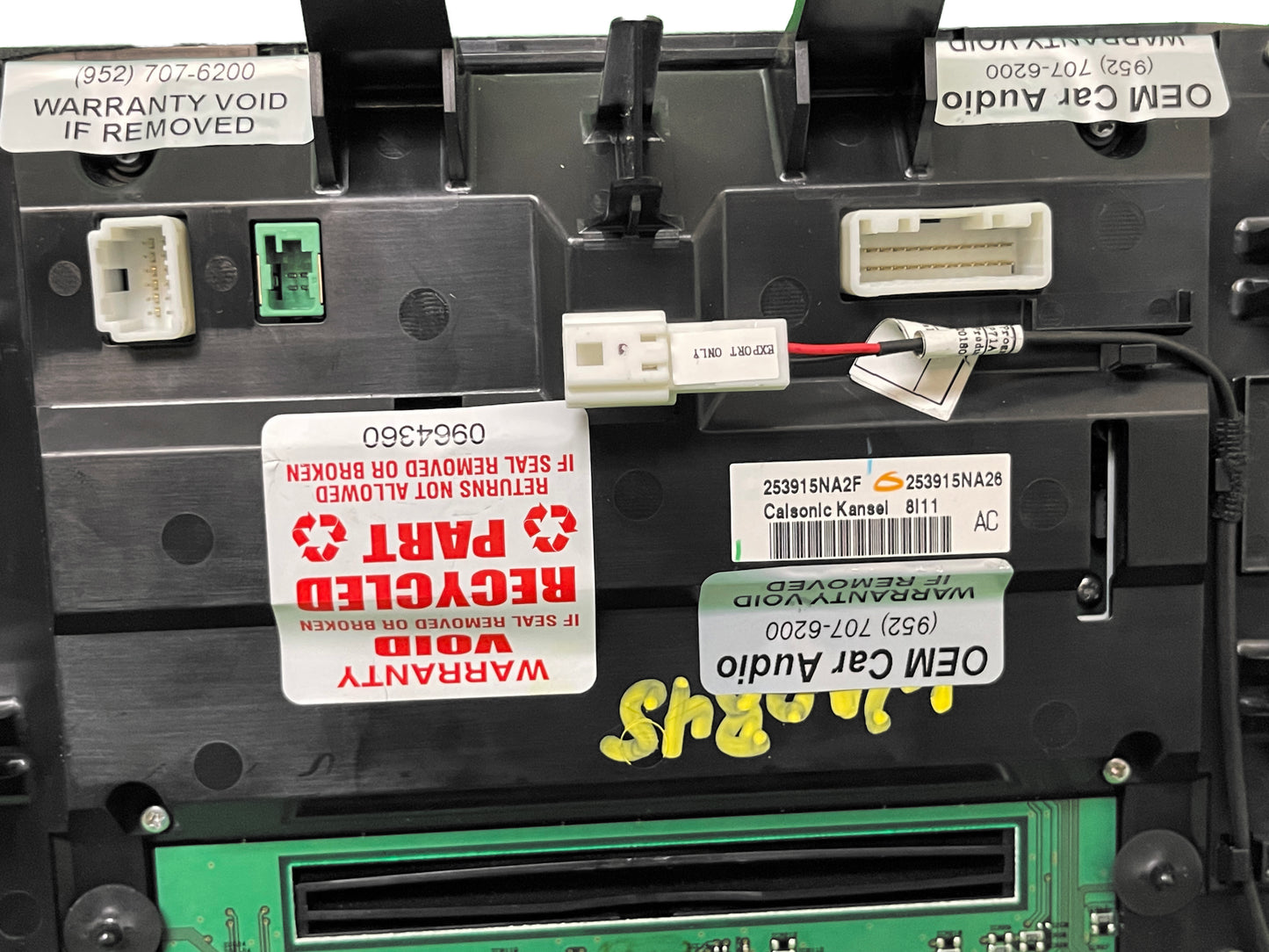 2019 - 2020 Infiniti QX50 OEM Center Lower Display Assembly Dual Zone Climate Radio Control Panel ONLY W/Heated and Cooled Seats