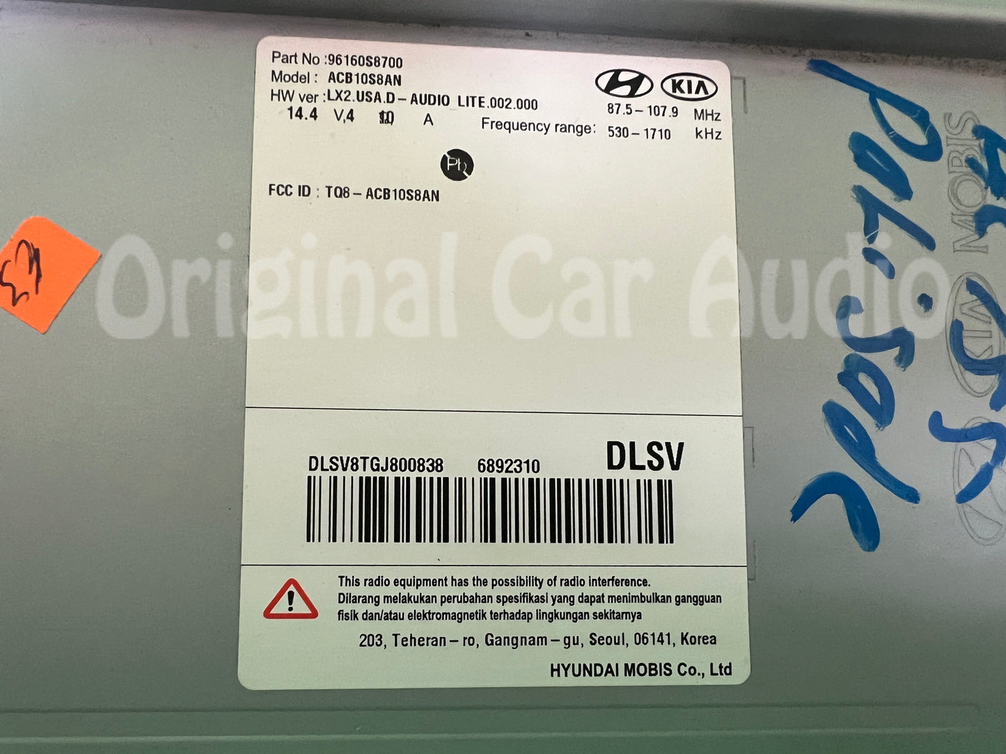 Refurbished 2020 - 2022 Hyundai Palisade OEM Radio Receiver Display Screen 96160S8700