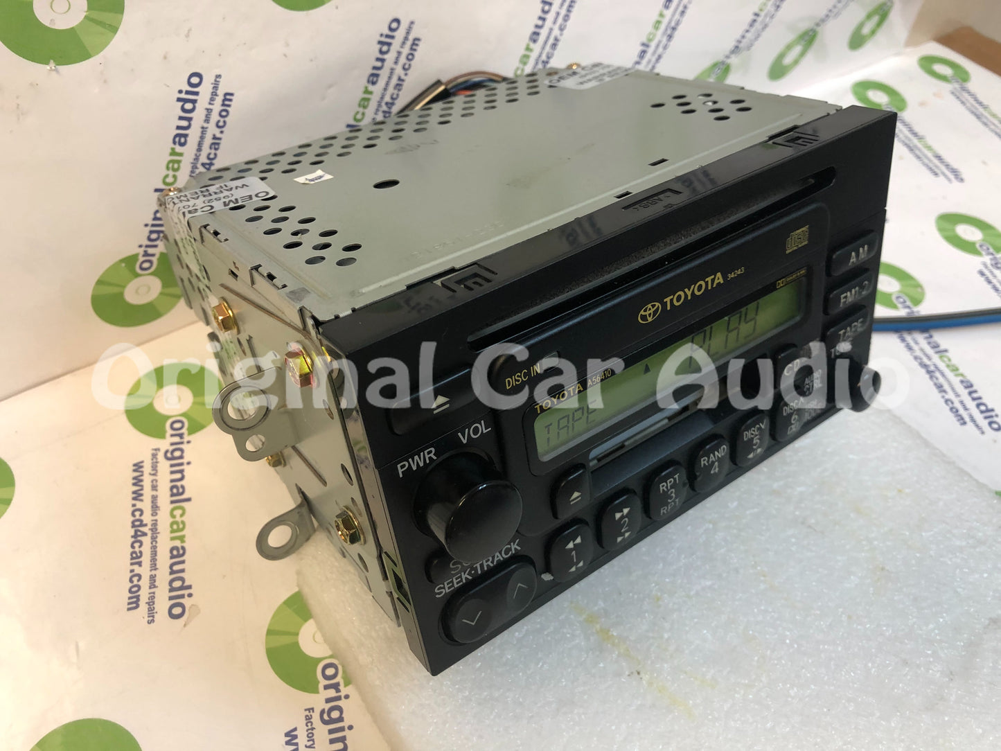1990 - 2004 TOYOTA 4Runner Avalon Camry Celica Mr2 Sequoia Solara Sienna Tacoma Tundra T100 OEM AM FM Radio Cassette Tape CD Player A56410 34243 Green LCD