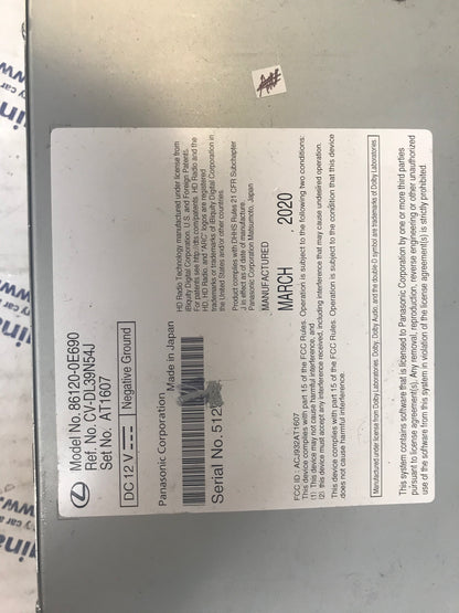 2020-2022 Lexus RX350 RX450 OEM Gracenote Multi Media Bluetooth Radio Receiver
