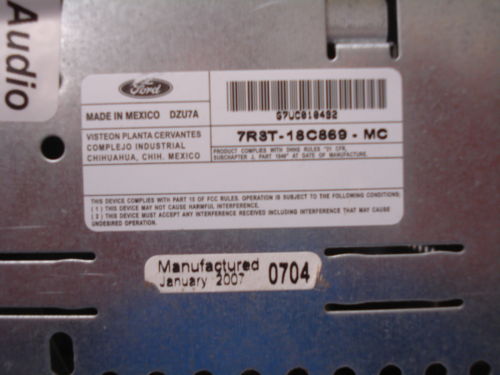 Ford Mustang Radio MP3 AUX CD Player 7R3T-18C869-MC 2007-2008