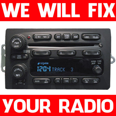 04 05 06 Chevy Tahoe Suburban Blazer Silverado Pontiac Grand Prix Cadillac Escalade GMC Denali Sierra Radio 6 Disc CD Changer REPAIR 2001 2002 2003 2004 2005 2006 2007 2008