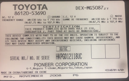 2009 Lexus IS250/350 OEM AM FM Radio CD Player Receiver P1821
