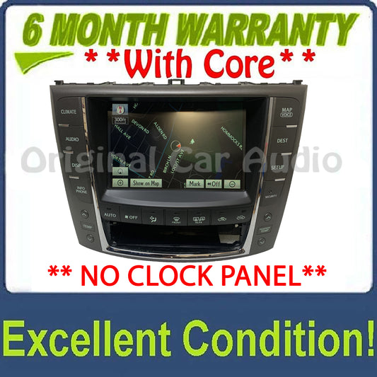 2010 2011 2012 Lexus IS250 IS350 OEM Navigation GPS and Display Screen Climate Control W/O CLOCK PANEL