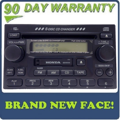 BRAND NEW FACE Honda Accord Civic CRV Radio Tape and 6 Disc CD Changer 1998-2005