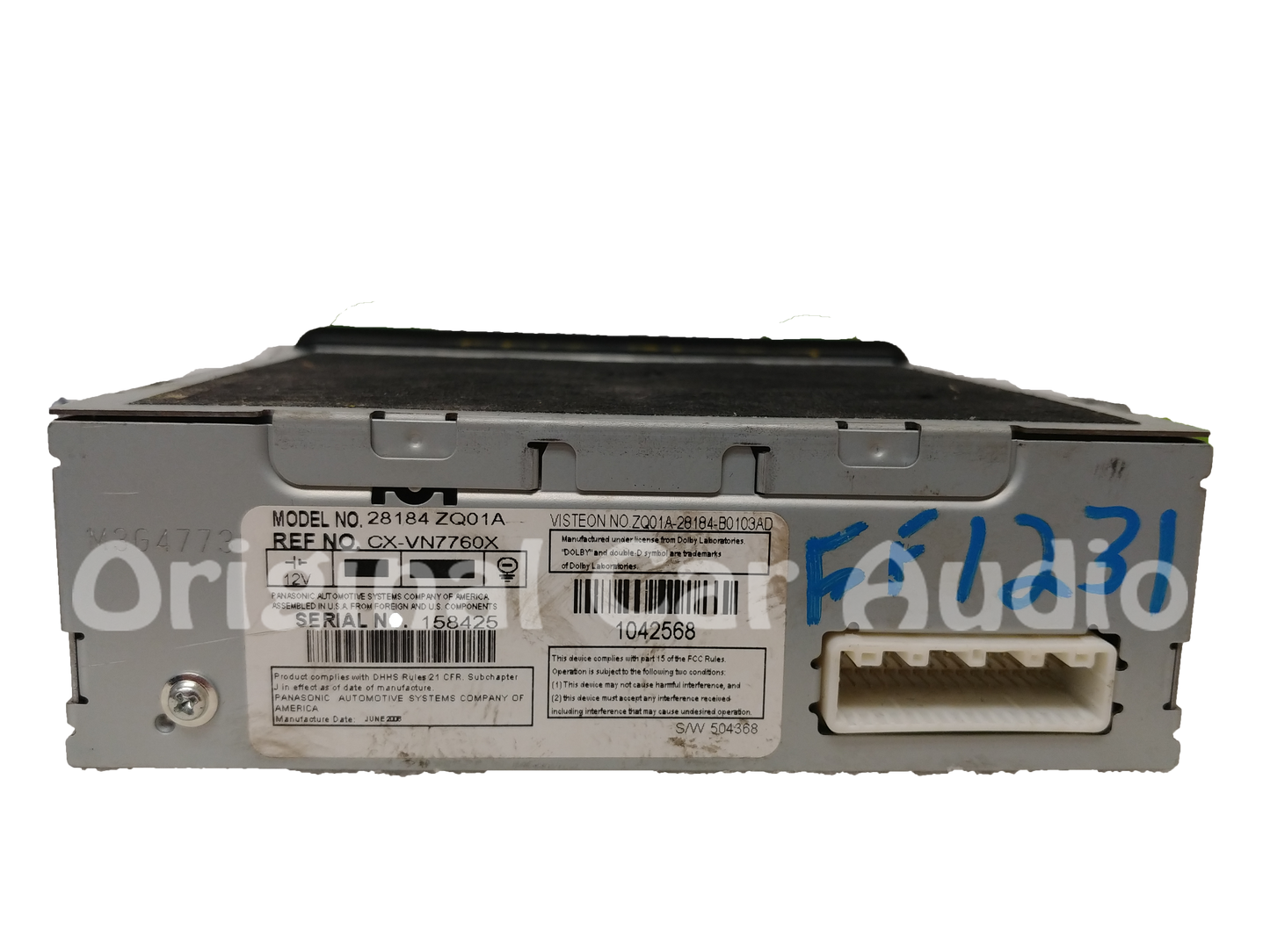 NISSAN Pathfinder Armada INFINITI QX56 DVD Entertainment Player Video System RCA 28184-ZQ01A 2008 2009 2010 2011