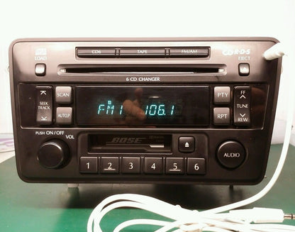 Refurbished 2001 - 2003 Nissan Infiniti OEM BOSE Radio 6 Disc Changer Tape Cassette CD W/ AUX Player PN-2439N CR050