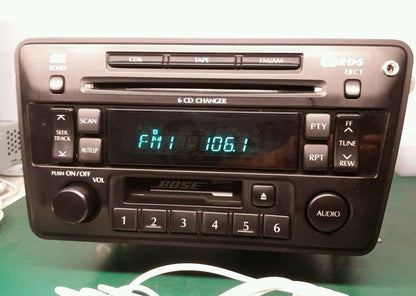 Refurbished 2001 - 2003 Nissan Infiniti OEM BOSE Radio 6 Disc Changer Tape Cassette CD W/ AUX Player PN-2439N CR050