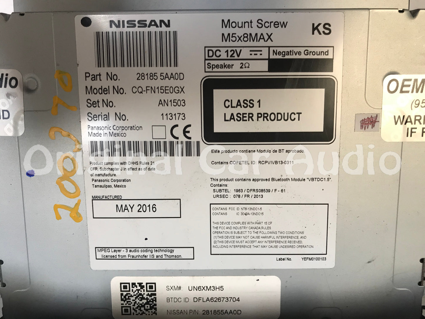 2015 - 2018 Nissan Murano OEM AM FM XM Radio CD Player Receiver