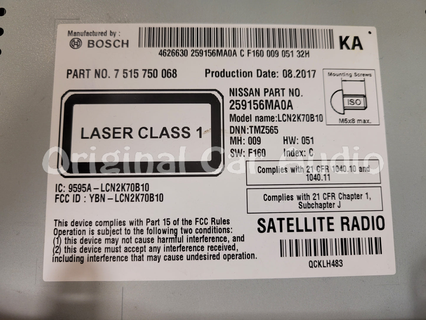 2016 - 2018 Nissan Rogue Sport OEM Navigation AM FM XM Radio CD Player