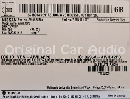 Refurbished 2020 - 2022 Nissan Sentra OEM Apple Car Play Android Auto AM FM Bluetooth Multi Media Radio Receiver