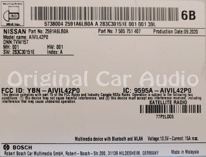 2020 - 2022 Nissan Sentra OEM Apple Car Play Android Auto AM FM Bluetooth Multi Media Radio Receiver