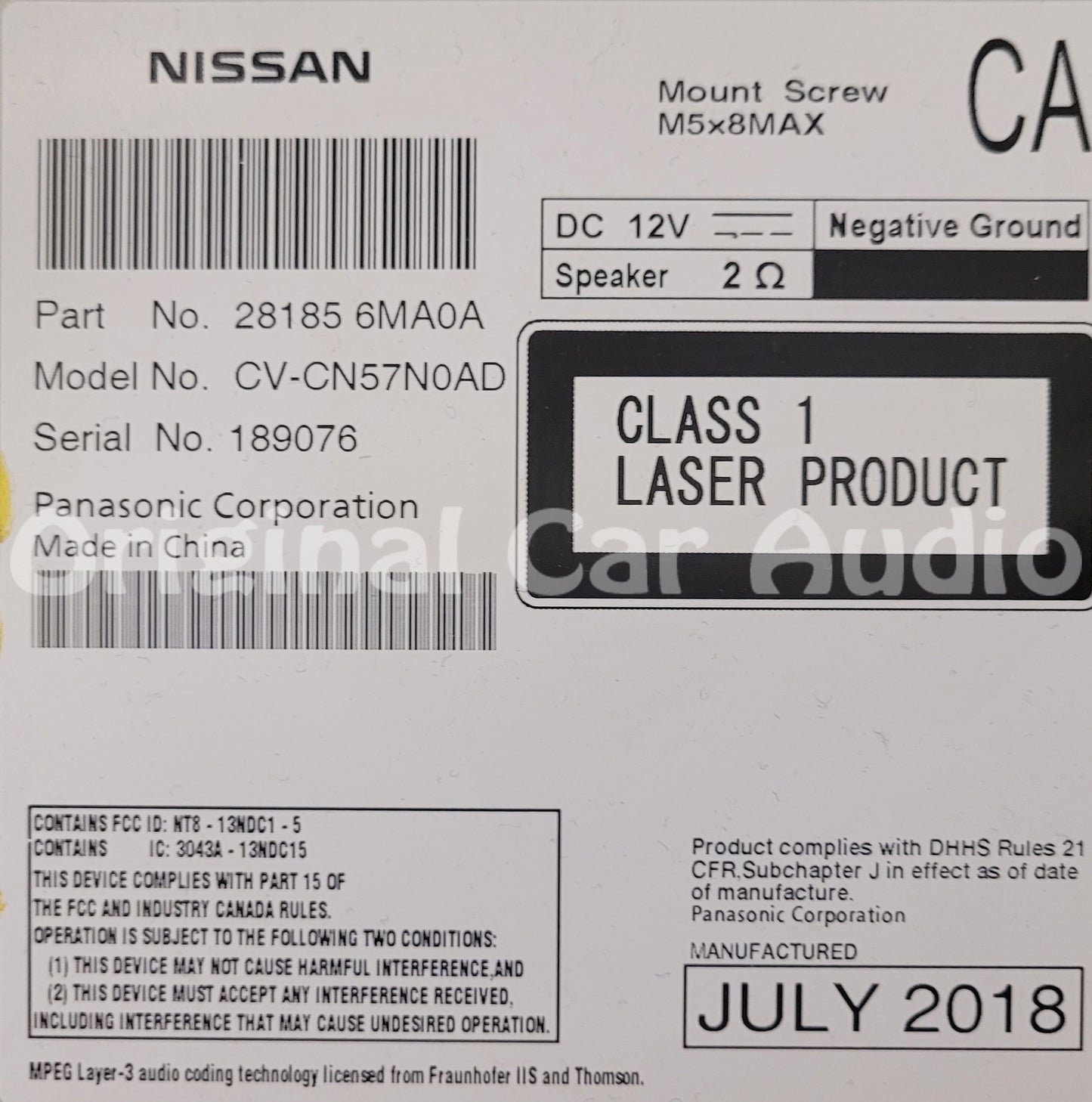 2017 - 2018 Nissan Rogue Sport OEM AM FM XM Radio CD Player