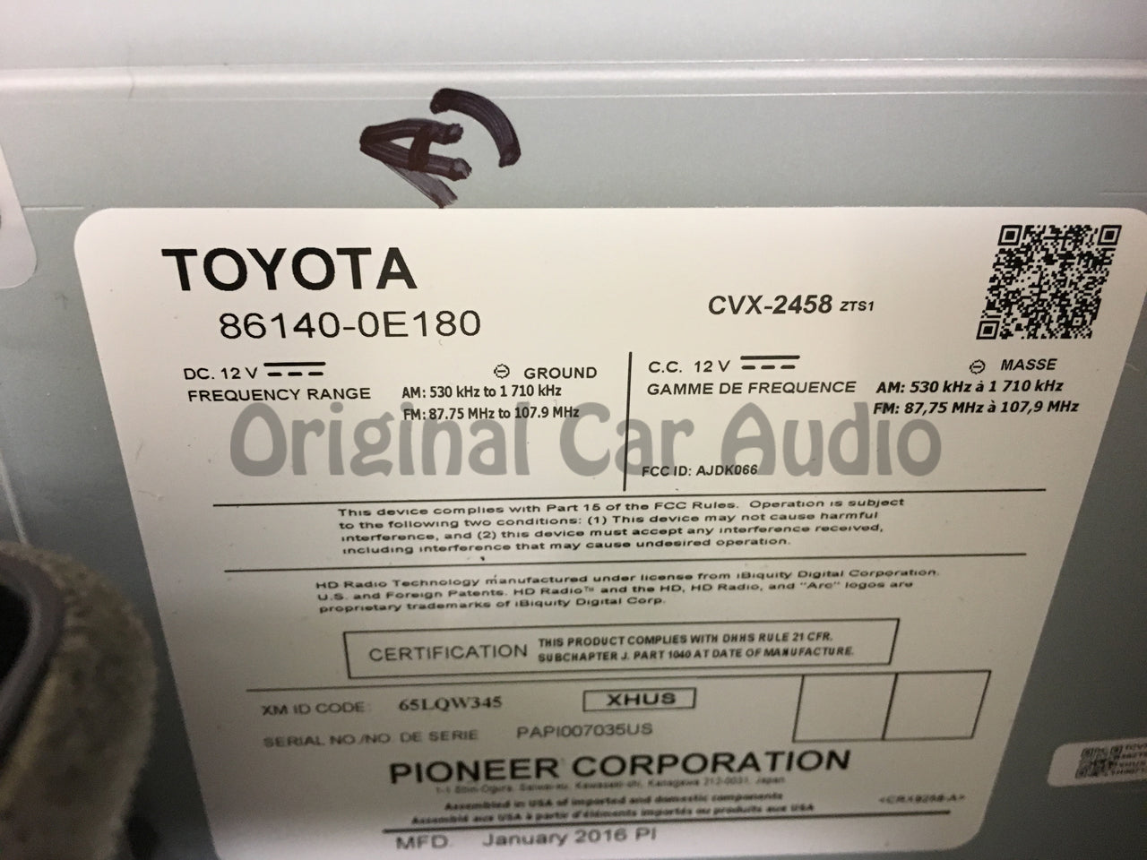 2016 - 2019 Lexus RX350 RX450 OEM Gracenote AM FM XM HD Radio Media Receiver P11051