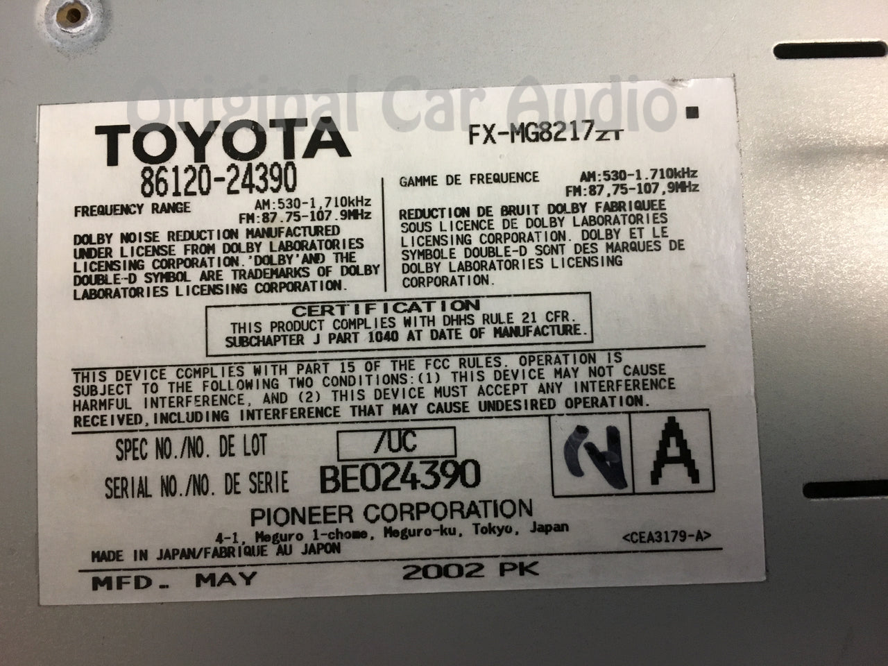 2002 - 2005 Lexus SC430 OEM Radio Tape Cassette Mark Levinson Radio 6 CD Changer P6813