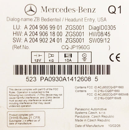 2010 MERCEDES BENZ C-Class C250 C300 C350 C63 OEM Radio CD Player Control Receiver