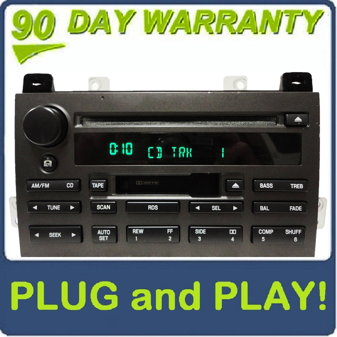 2003 - 2005 Lincoln Town Car OEM RDS Premium Sound/Audiophile Radio Cassette Tape Single CD Player