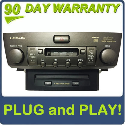 01 02 03 04 LEXUS LS430 Radio Cassette Tape Player 6 Disc Changer CD Player Stereo P6814 OEM 86120-50590 2001 2002 2003 2004
