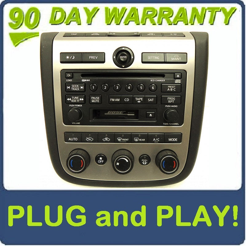 03 04 05 NISSAN Murano BOSE Radio Stereo 6 Disc Changer CD Player SAT RDS A/C Heat Climate Temp Controls 28188-CA010 2003 2004 2005