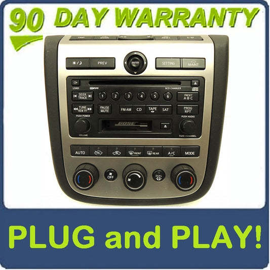 03 04 05 NISSAN Murano BOSE Radio Stereo 6 Disc Changer CD Player SAT RDS A/C Heat Climate Temp Controls 28188-CA010 2003 2004 2005