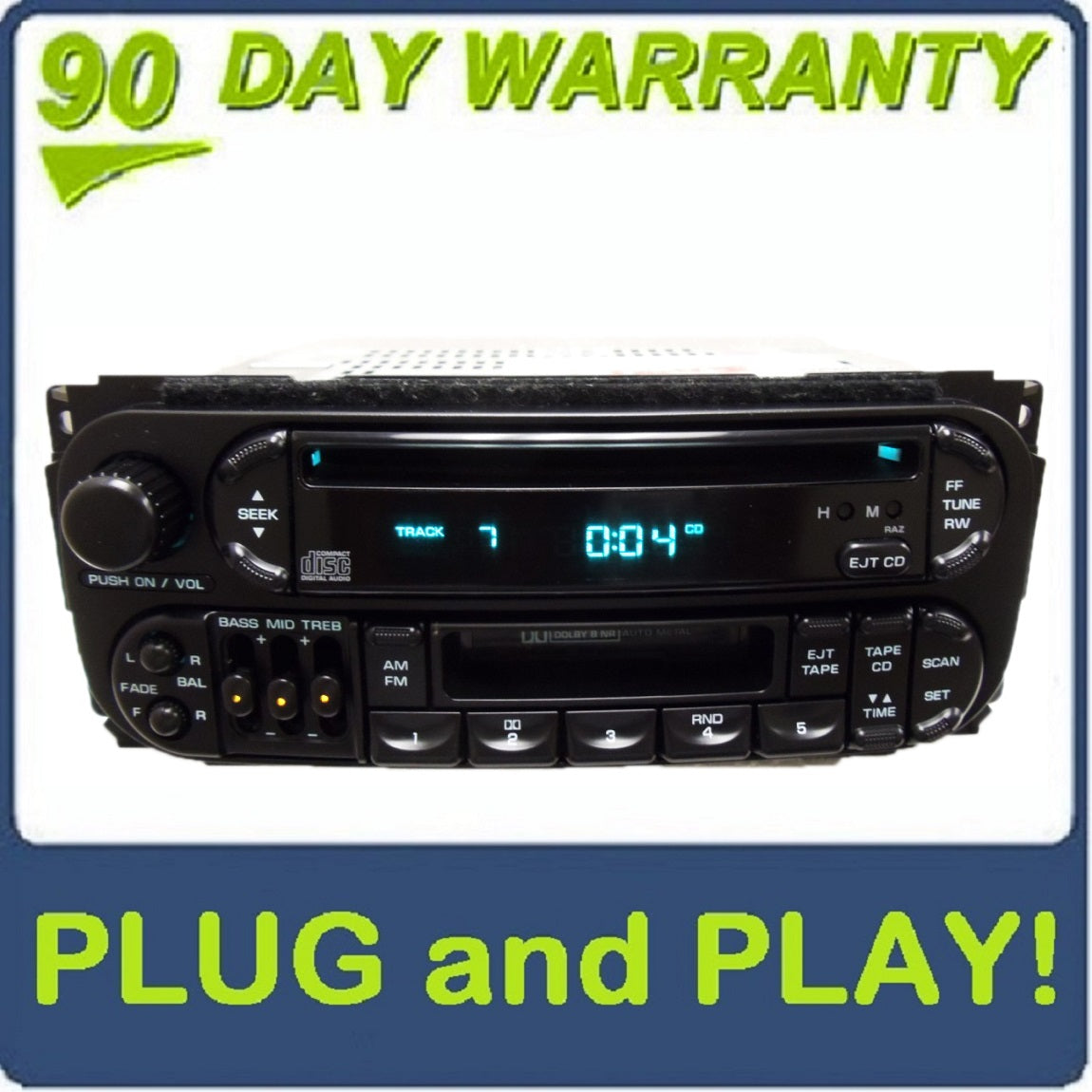 1998 - 2003 Jeep Dodge Chrysler OEM AM FM Radio Tape CD Player Receiver RAZ