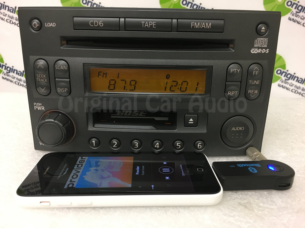 Nissan 350Z BOSE Radio Tape Stereo 6 Disc Changer MP3 CD Player CR160 ADDED AUX and BLUETOOTH ADAPTER