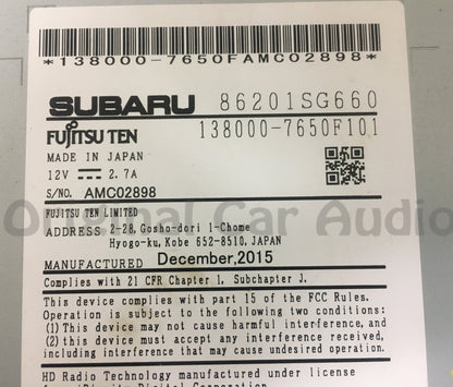 2016 - 2018 Subaru Forester OEM Starlink XM HD AM FM Radio FF667UM
