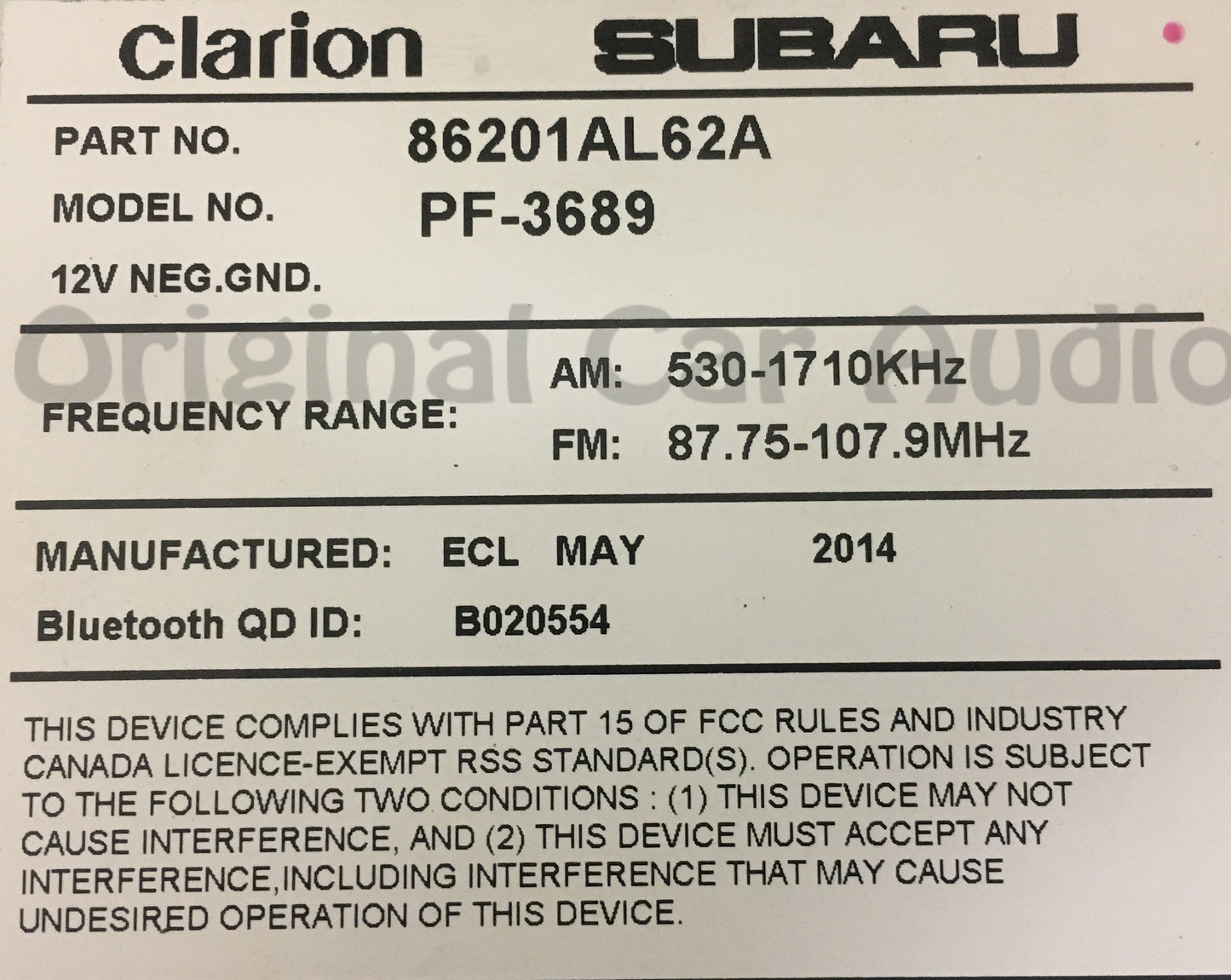 2015 - 2016 Subaru Legacy OEM Starlink APPS HD Touch Screen CB624UL, CB725UL