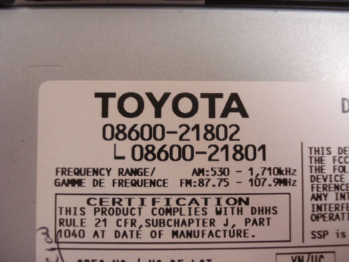 SCION XA XB TC Toyota Celica CD MP3 Player Radio T1806 Rav4 MR2 08600-21802 2003 2004 2005 2006 2007 2008 2009 2010 2011