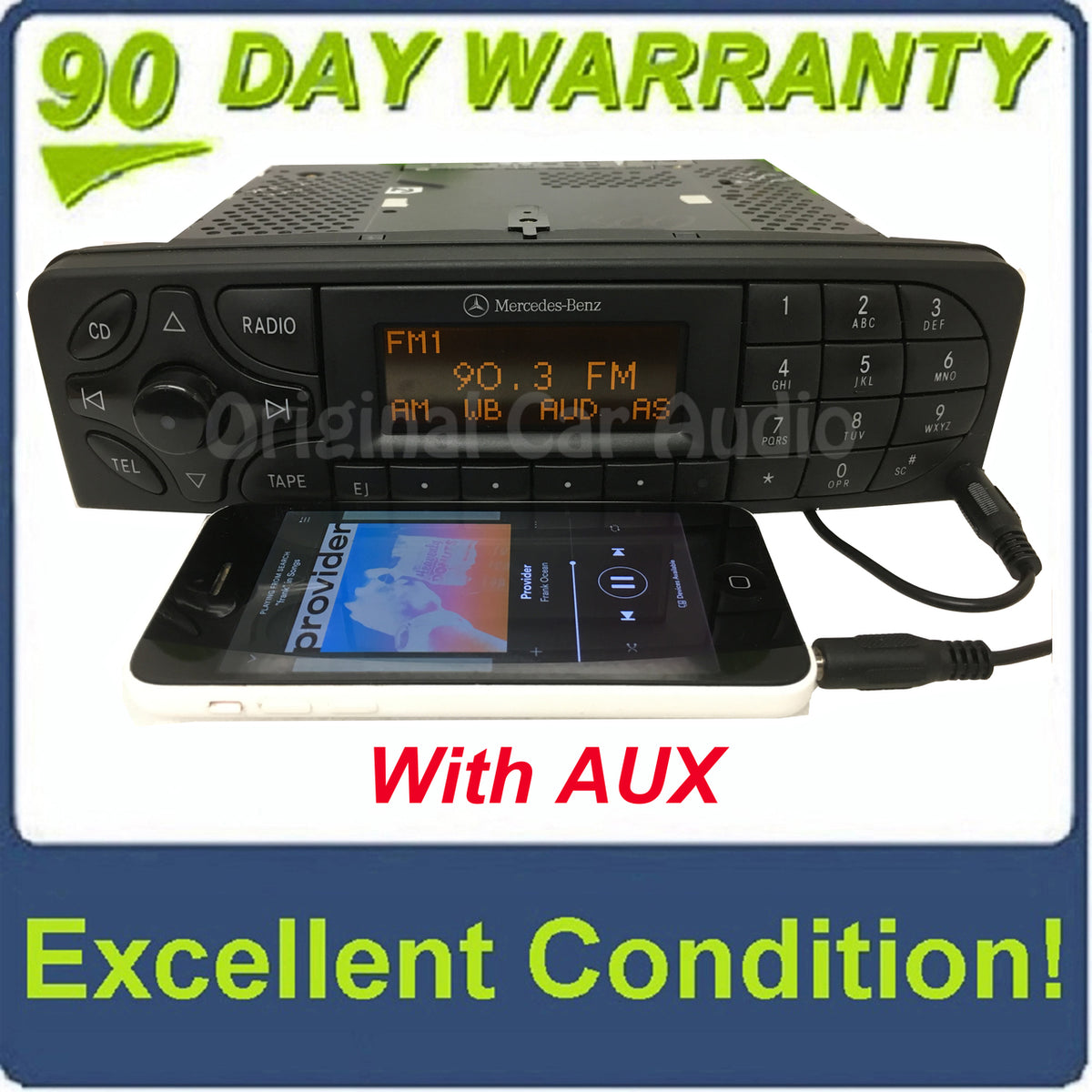2001 - 2004 Mercedes C Class Radio and  Tape Player With Added AUX