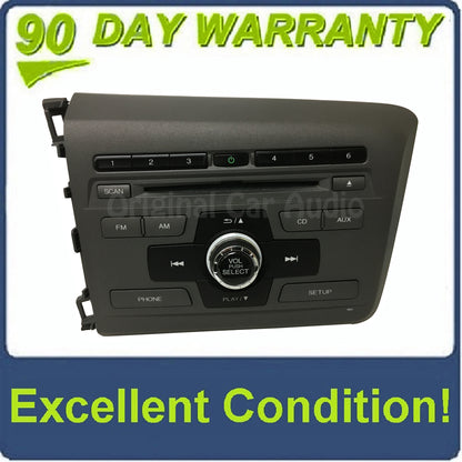 2012 Honda Civic OEM AM FM MP3 Bluetooth Single CD Radio 4BCJ