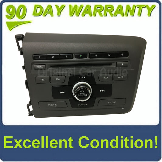 2012 Honda Civic OEM AM FM MP3 Bluetooth Single CD Radio 4BCJ