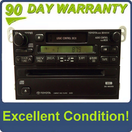 1990 - 1999 TOYOTA 4Runner Avalon Camry Celica Mr2 Seuoia Solara Sienna Tacoma Tundra T100 OEM AM FM Radio Cassette Tape CD Player A56409 16408 34230 T9200