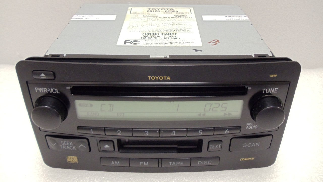 2003 2004 2005 2006 Toyota OEM Sequoia Tundra Radio Receiver Tape CD Player 16836