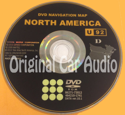 Toyota Lexus Navigation Map DVD 86271-73012 DATA Ver. 10.1 U92