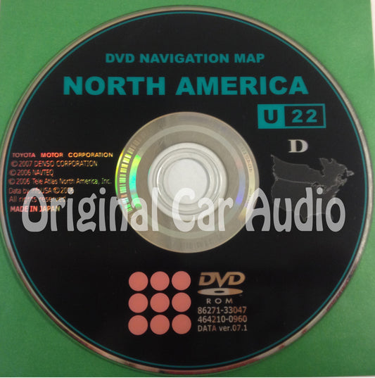 Toyota Lexus Navigation Map DVD 86271-33047 DATA Ver. 07.1 U22