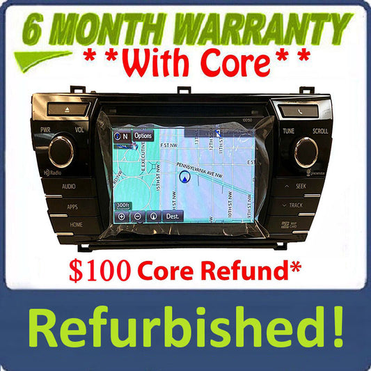 Refurbished 2014 2015 2016 Toyota Corolla OEM Navigation Touchscreen Gracenote XM Satellite MP3 CD Receiver